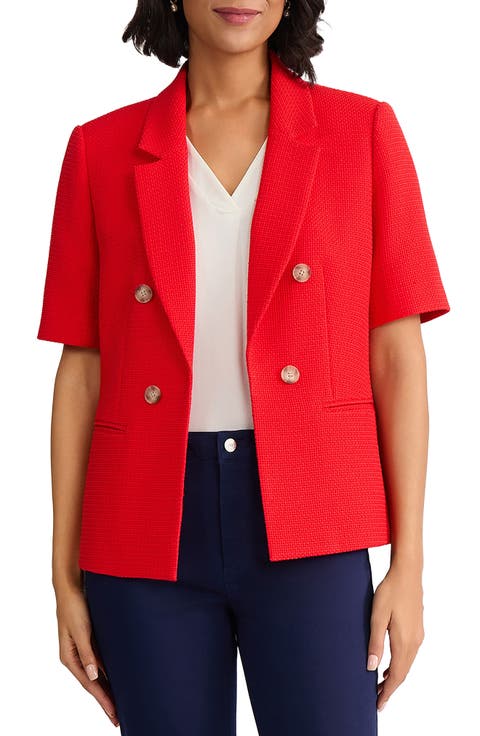 Short Sleeve Double Breasted Blazer (Regular & Petite)