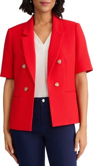 Jones New York Short Sleeve Double Breasted Blazer