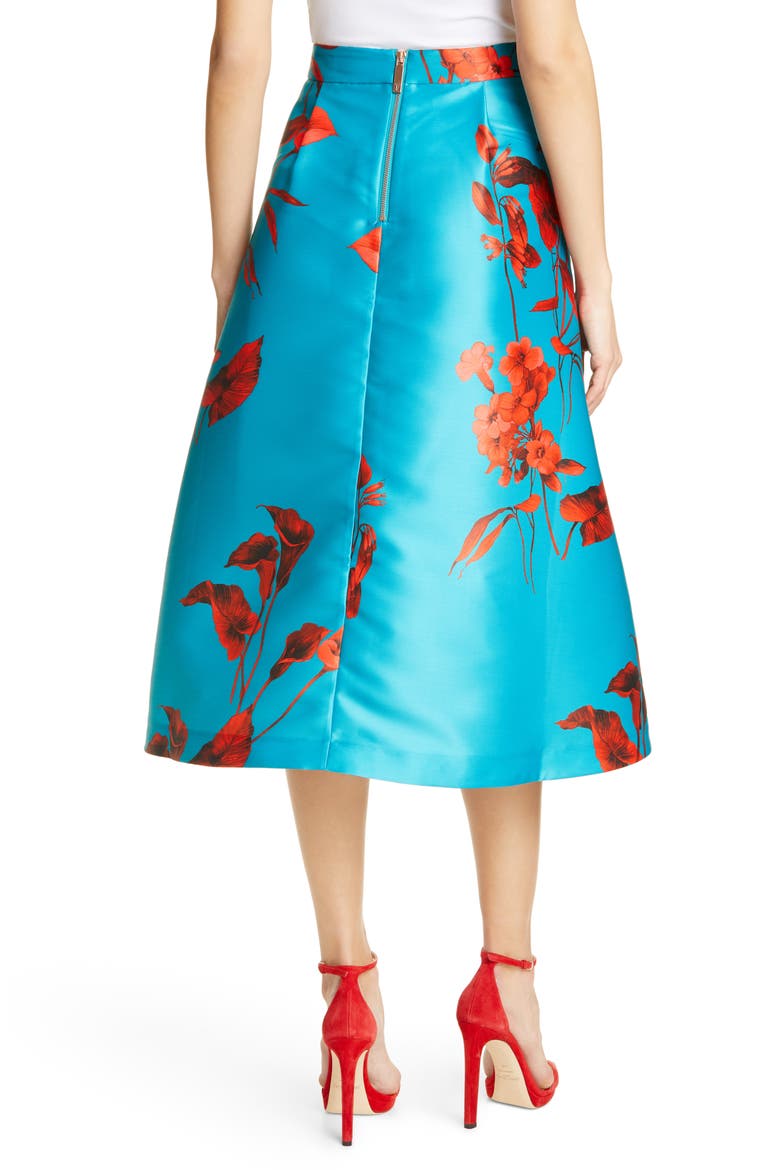 Arielle Fantasia Jacquard Full Skirt, Alternate, color, TURQUOISE
