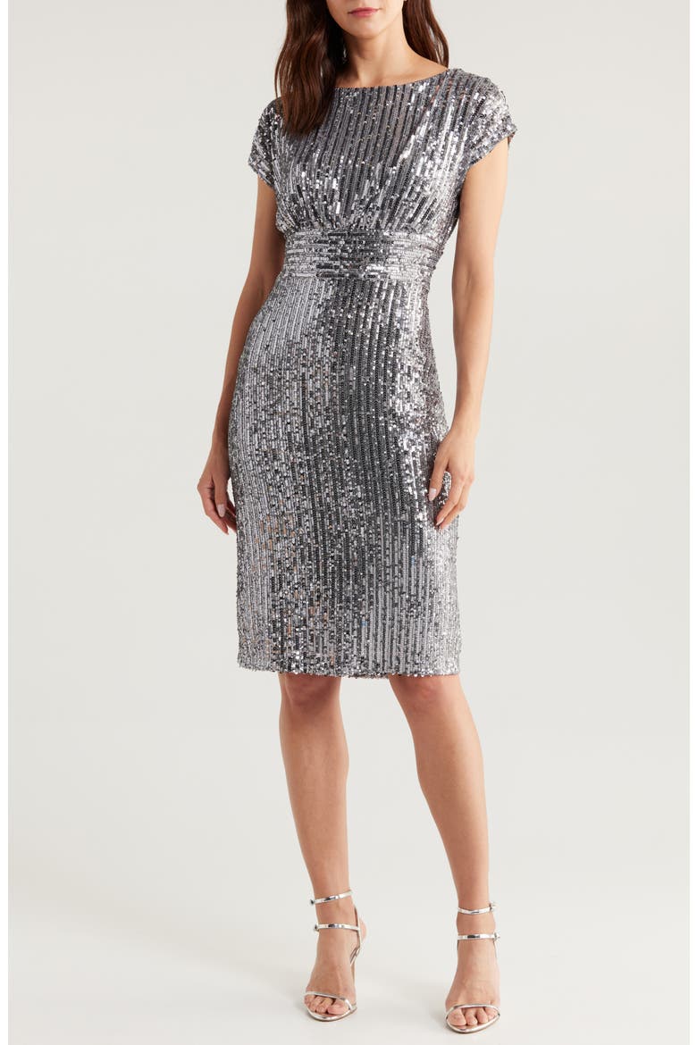 Sequin Cocktail Dress, Main, color, CHARCOAL