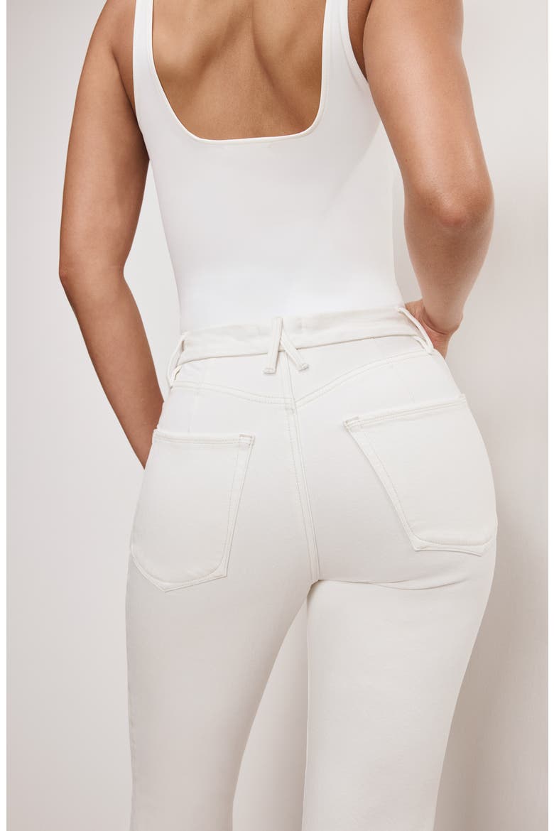 Soft-Tech Good Icon Frayed High Waist Straight Leg Jeans, Alternate, color, CLOUD WHITE001