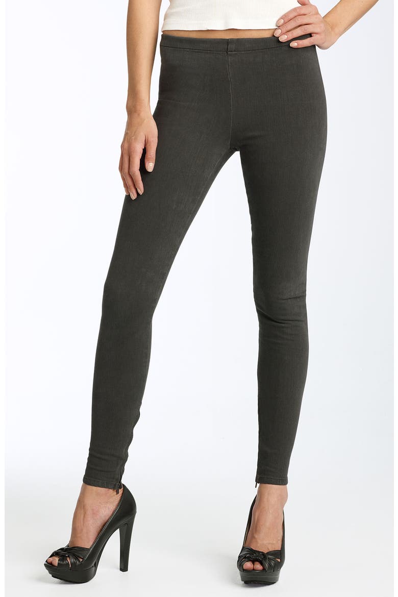 Jeans Inside Zip Hem Stretch Denim Leggings, Main, color, CHARCOAL