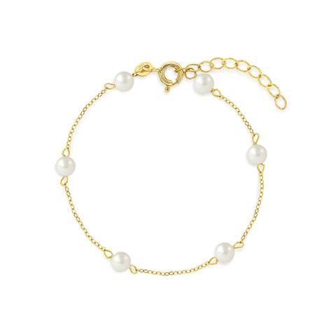 14k 4mm Freshwater Cultured Pearl Bracelet