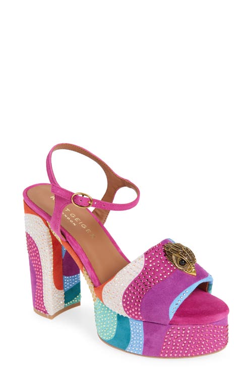 Kurt Geiger London Kensington Ankle Strap Platform Sandal In Pink Multi