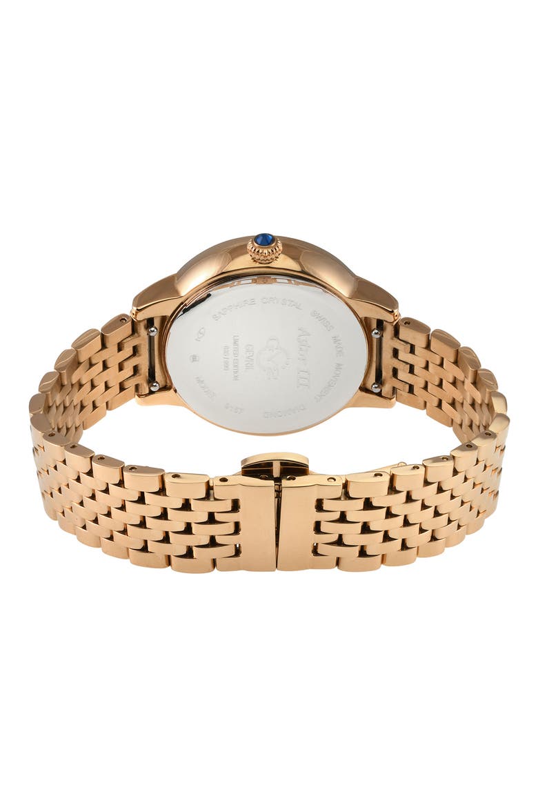 Astor III Diamond Swiss Bracelet Watch, 34mm - 0.06 ctw, Alternate, color, ROSE GOLD
