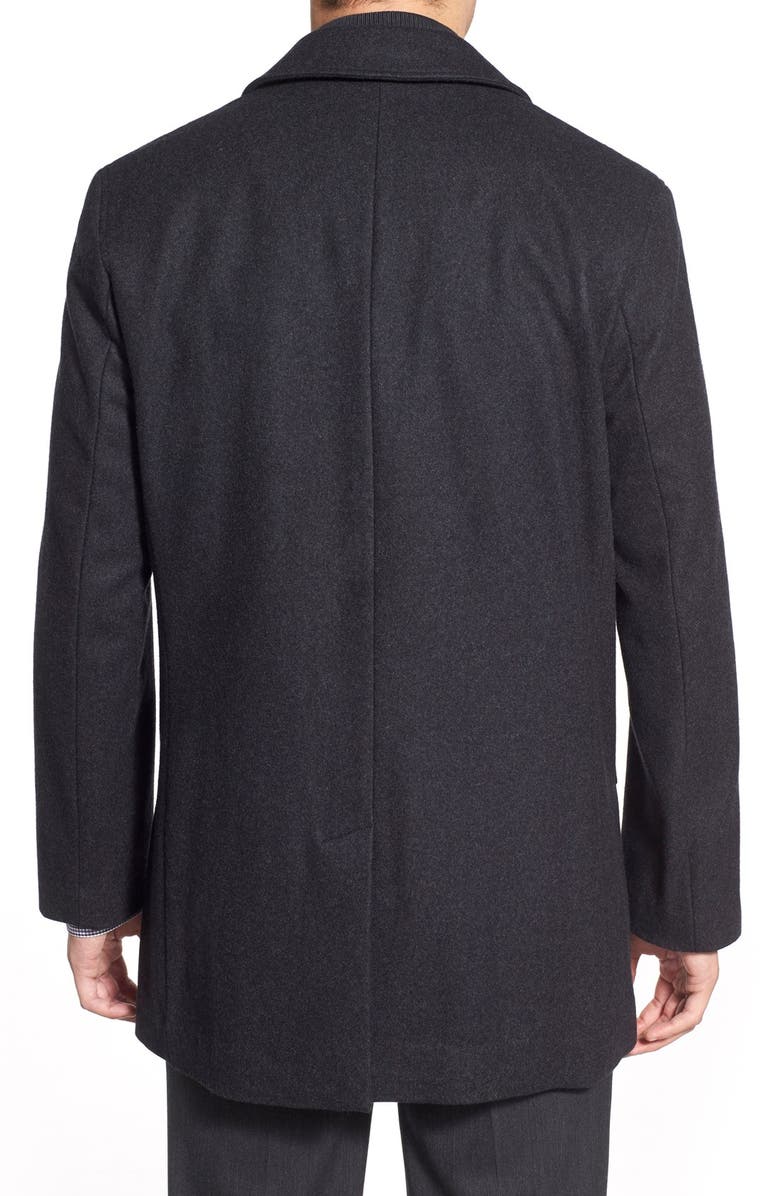 Cole Haan Wool Blend Topcoat with Inset Knit Bib, Alternate, color, Castle Roc