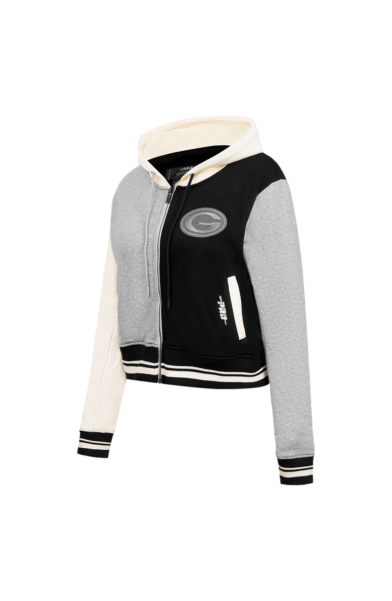 PRO STANDARD Women's Pro Standard Gray Green Bay Packers Reverse French Terry Colorblock Full-Zip Hoodie, Alternate, color, 