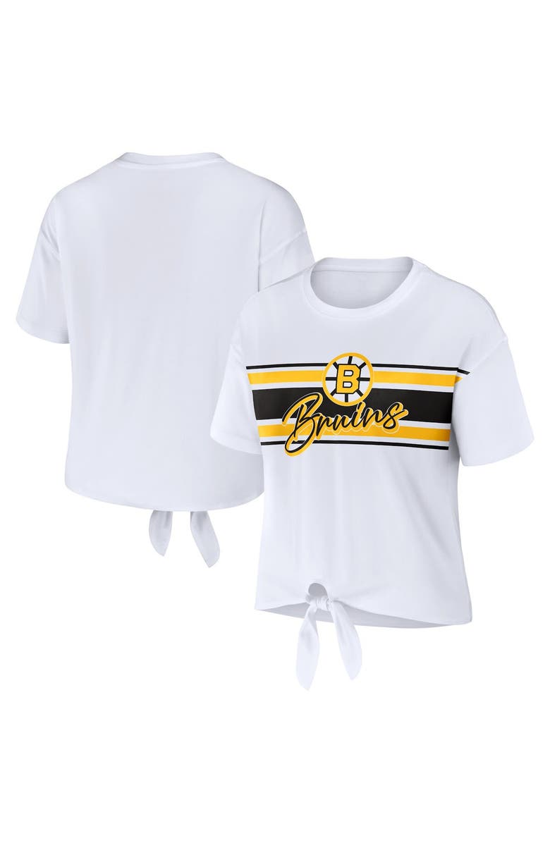 WEAR by Erin Andrews Women's WEAR by Erin Andrews White Boston Bruins Front Knot T-Shirt, Main, color, 