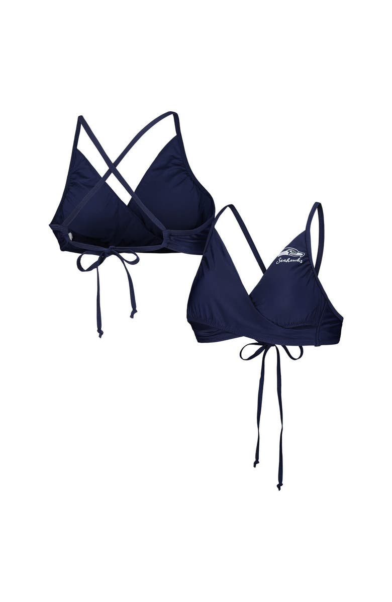 G-III 4HER BY CARL BANKS Women's G-III 4Her by Carl Banks College Navy Seattle Seahawks Hall of Fame Bikini Top, Main, color, Navy