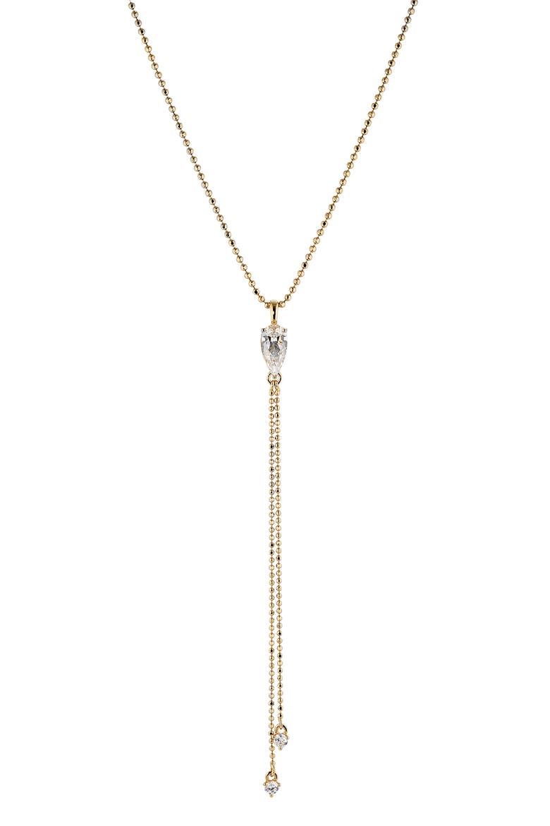 Cubic Zirconia Pear Drop Y-Necklace, Main, color, GOLD