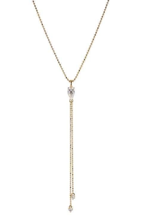 Cubic Zirconia Pear Drop Y-Necklace