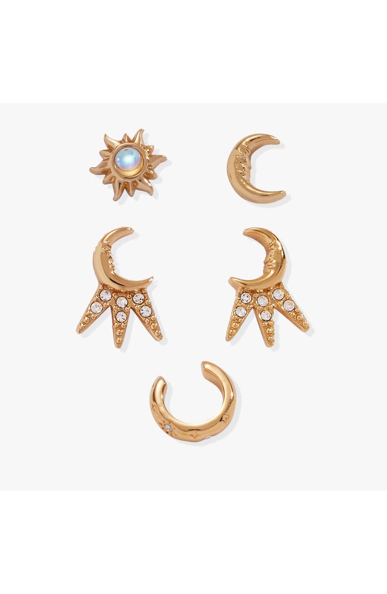 Alex and Ani Sun & Moon Earring Set, Main, color, Gold
