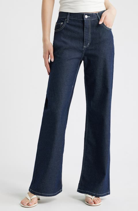 Isola Stripe Straight Leg Jeans