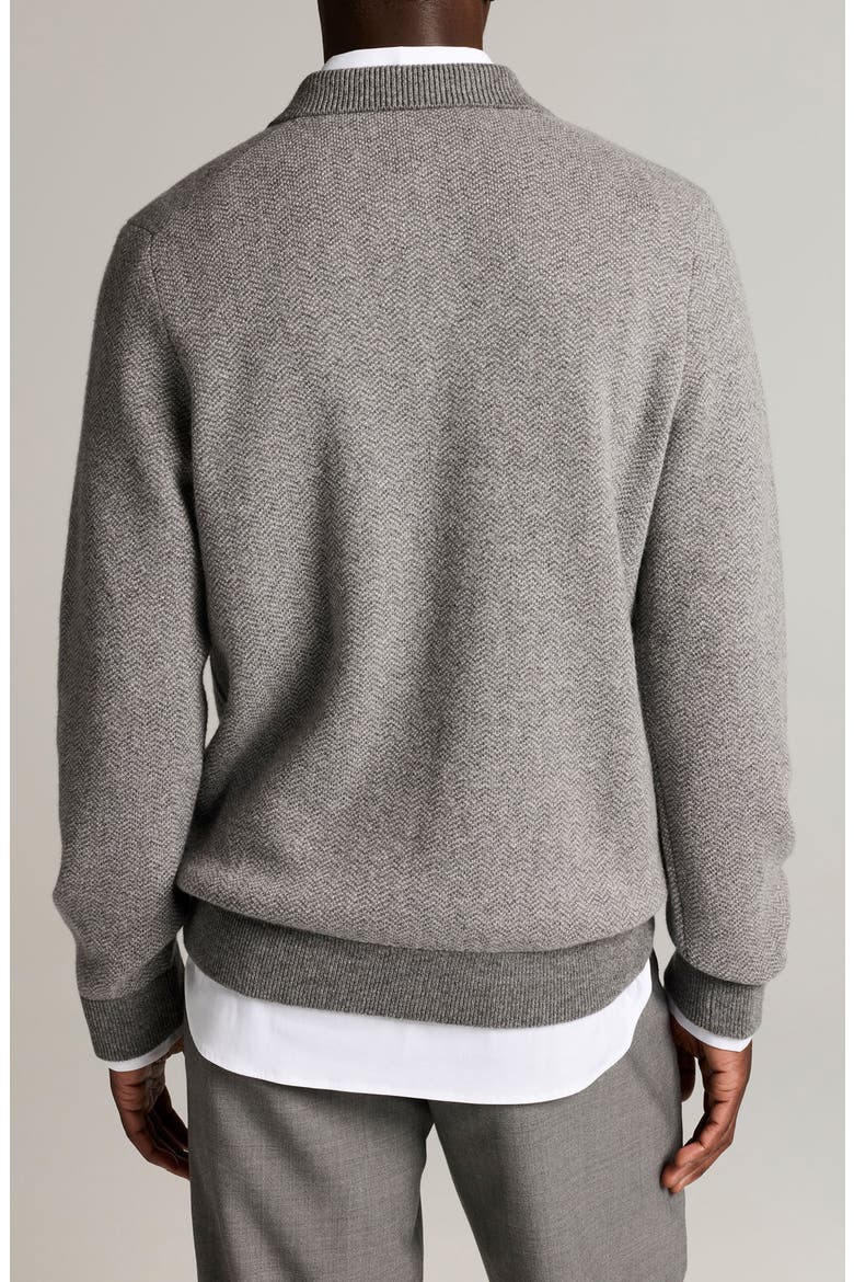 Herringbone Wool & Cashmere Sweater Polo, Alternate, color, MED H GREY/H GREY
