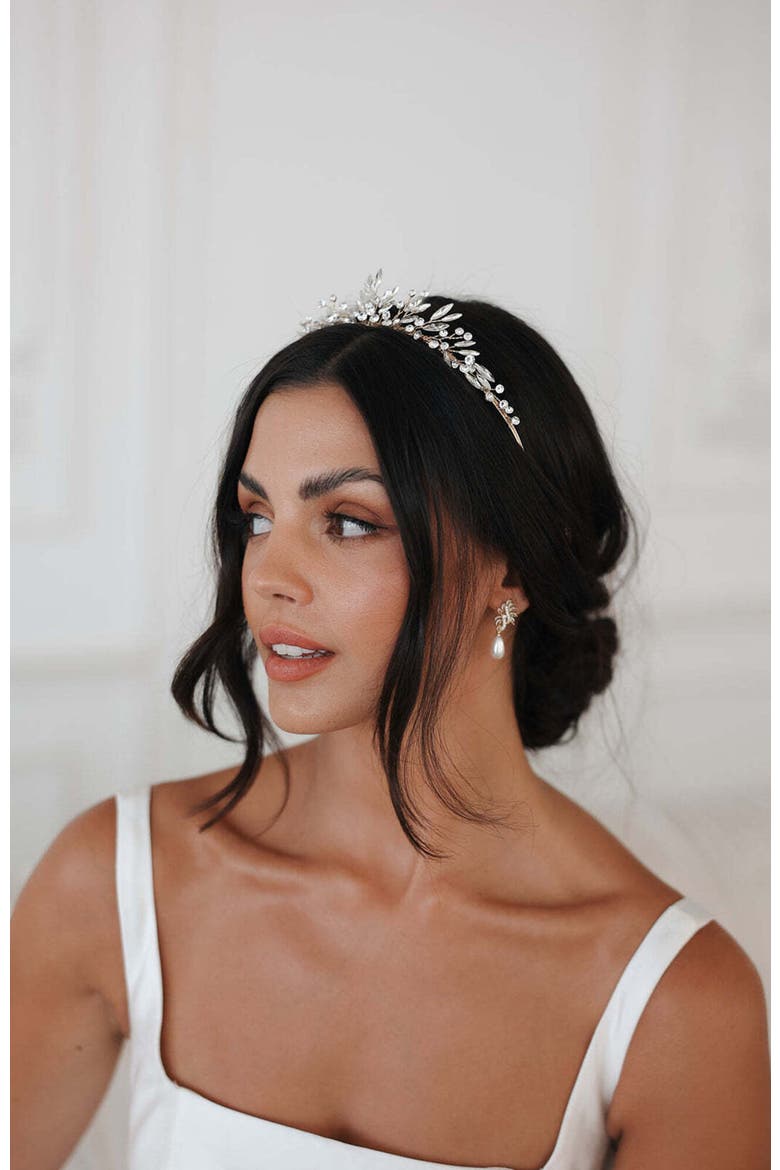 Rosamonde Crystal Tiara, Alternate, color, Gold