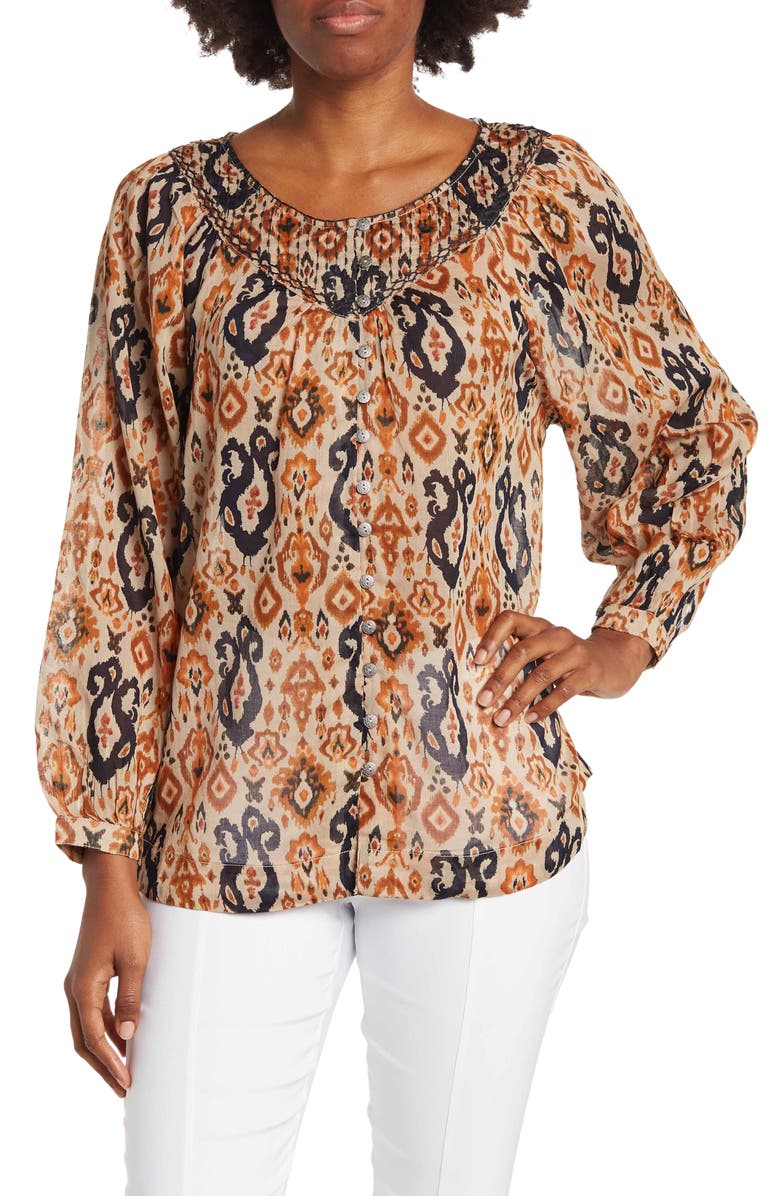beachlunchlounge Penelope Voile Print Blouse, Main, color, 
