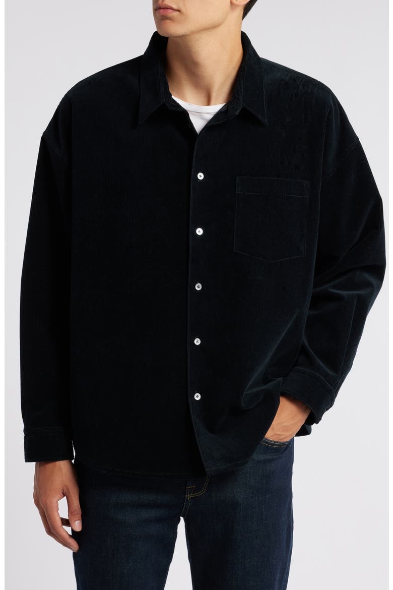 Relaxed Corduroy Button-Up Shirt Jacket, Alternate, color, DARK NAVY