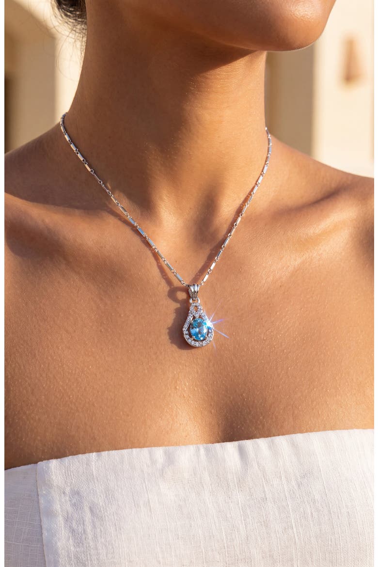 Teardrop Crystal Pendant Necklace, Alternate, color, Light Sapphire