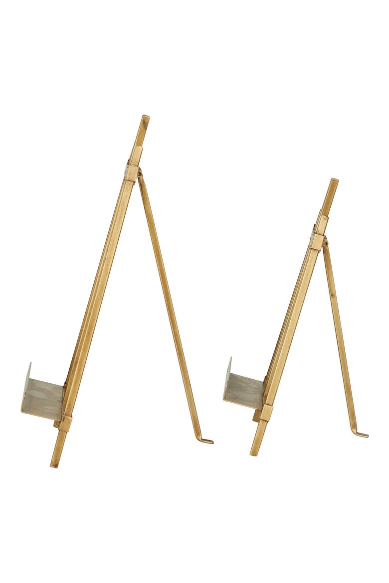 Goldtone Metal Traditional Easel with Foldable Stand - Set of 2, Alternate, color, GOLD