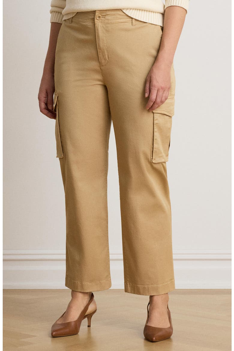 Refined Stretch Chino Cropped Cargo Pants, Alternate, color, BEIGE