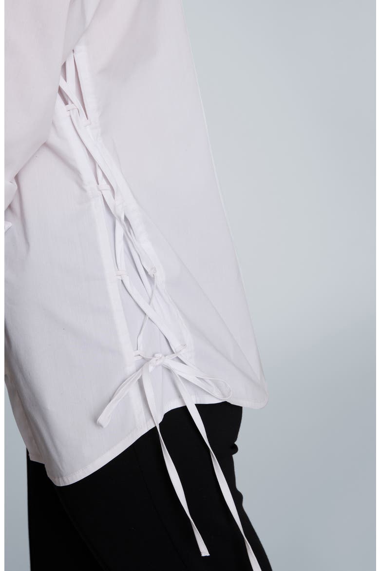 Tie Detail Button Front Shirt, Alternate, color, PURE WHITE