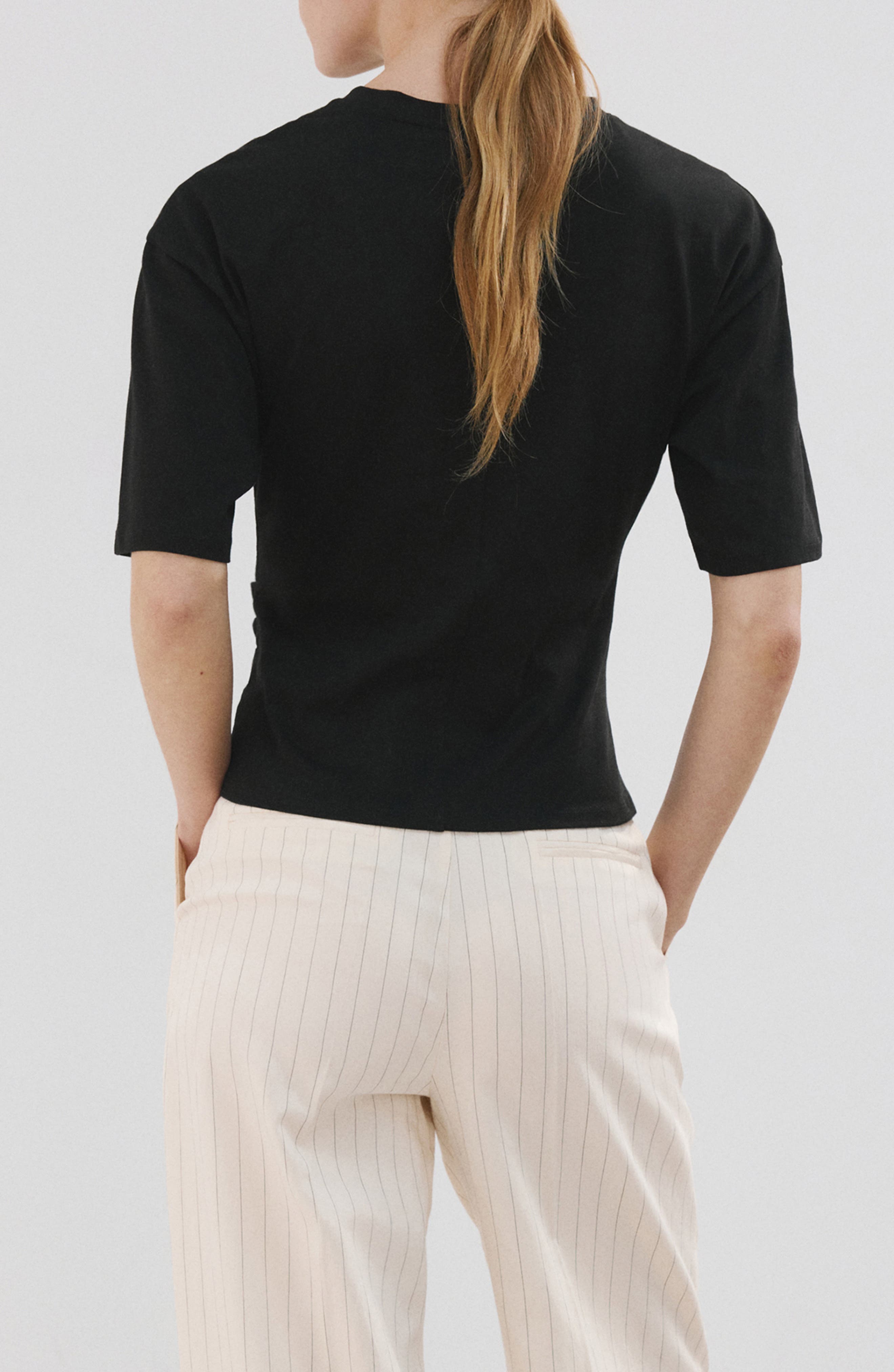 Ruched Side Cotton T-Shirt - image 2