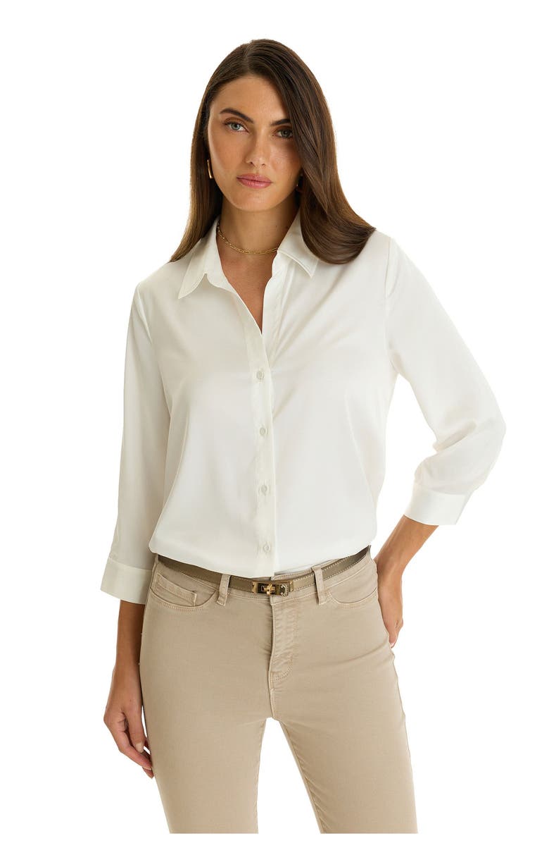 The Noli Shop Sara Silk Blouse, Main, color, White