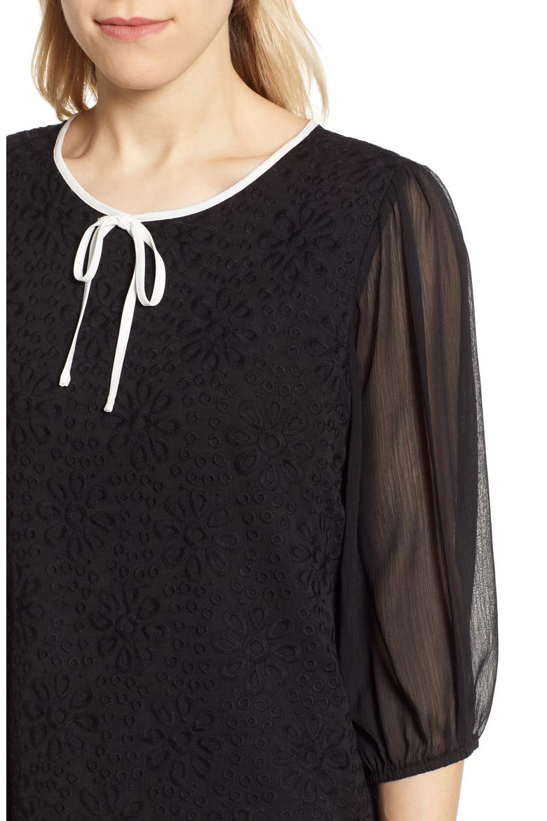 Tie Neck Blouse, Alternate, color, RICH BLACK