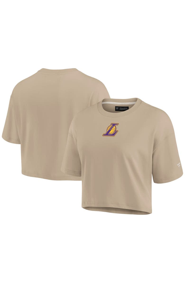 Fanatics Signature Women's Fanatics Signature Khaki Los Angeles Lakers Elements Super Soft Boxy Cropped T-Shirt, Alternate, color, Khaki