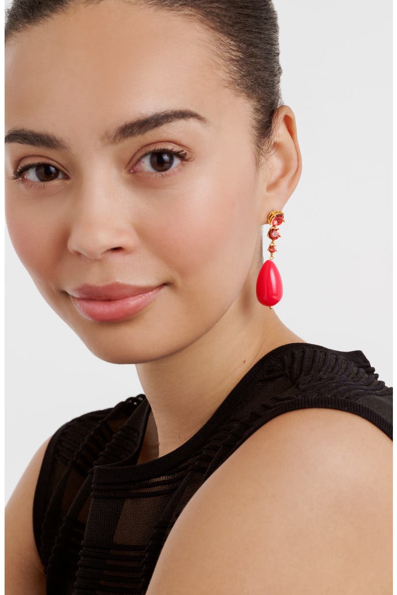 Pearsti Statement Crystal Drop Earrings, Alternate, color, GOLD TONE / RUBY / HOT PINK