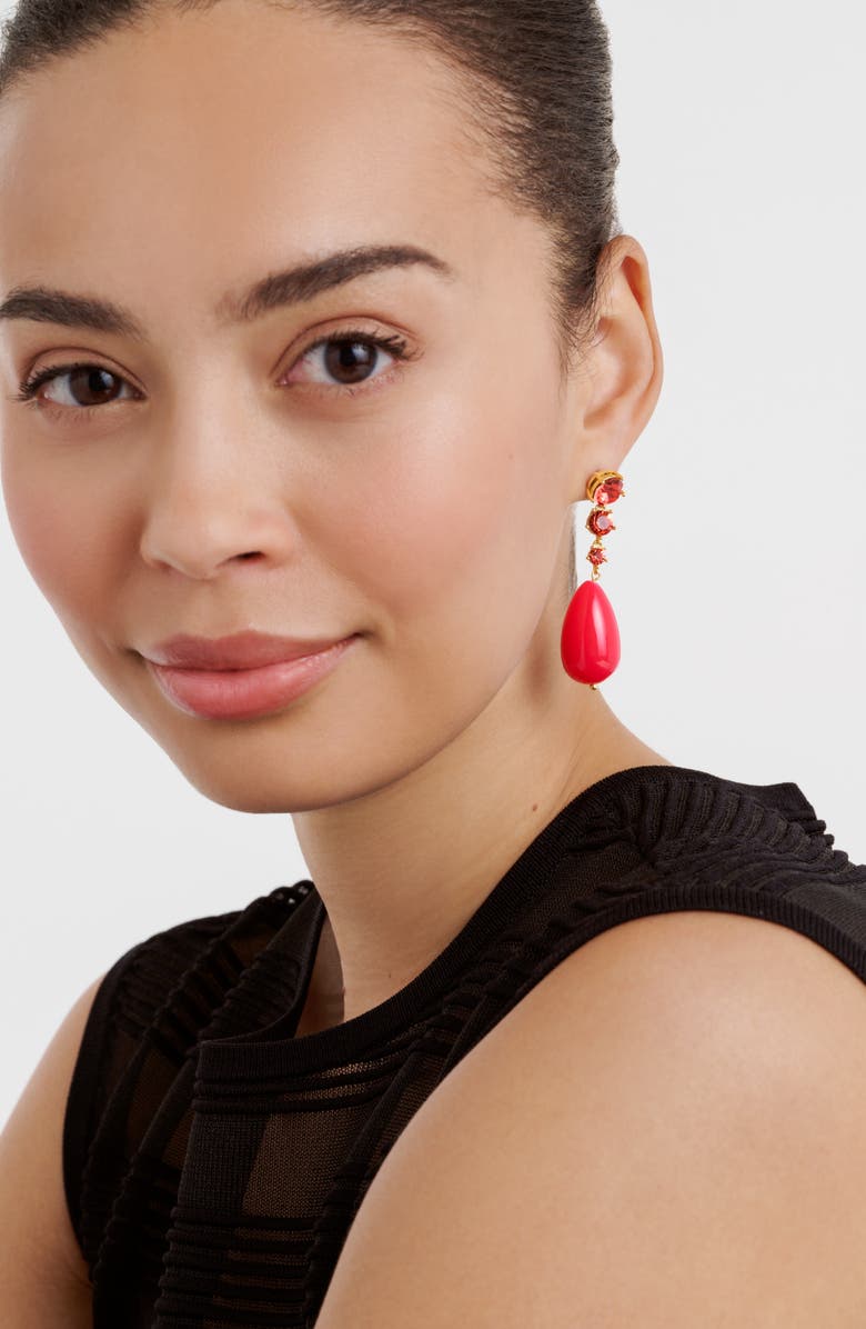 Ted Baker Pearsti Statement Crystal Drop Earrings, Alternate, color, Gold Tone / Ruby / Hot Pink