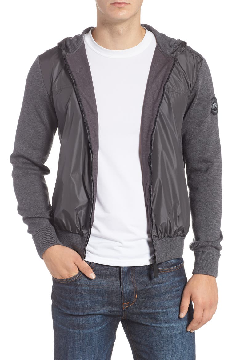 Black Label Windbridge Regular Fit Hooded Sweater Jacket, Main, color, IRON GREY