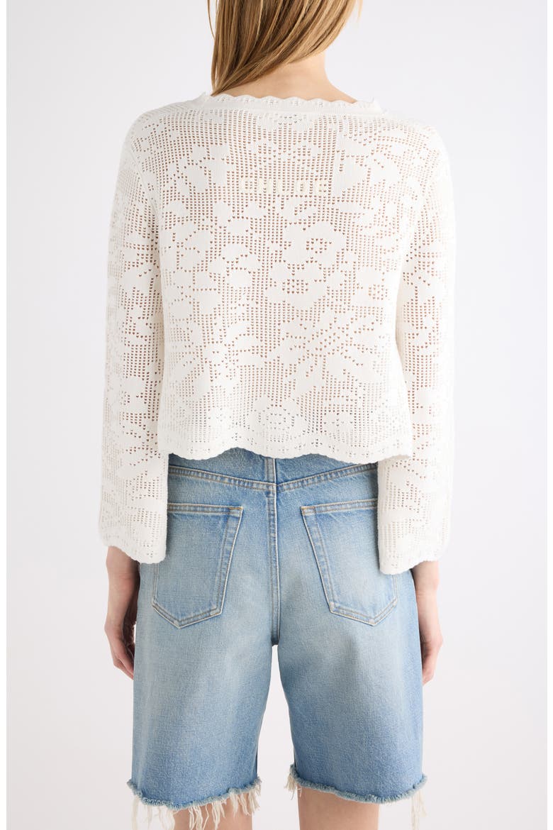 Pointelle Stitch Organic Cotton Cardigan, Alternate, color, WHITE
