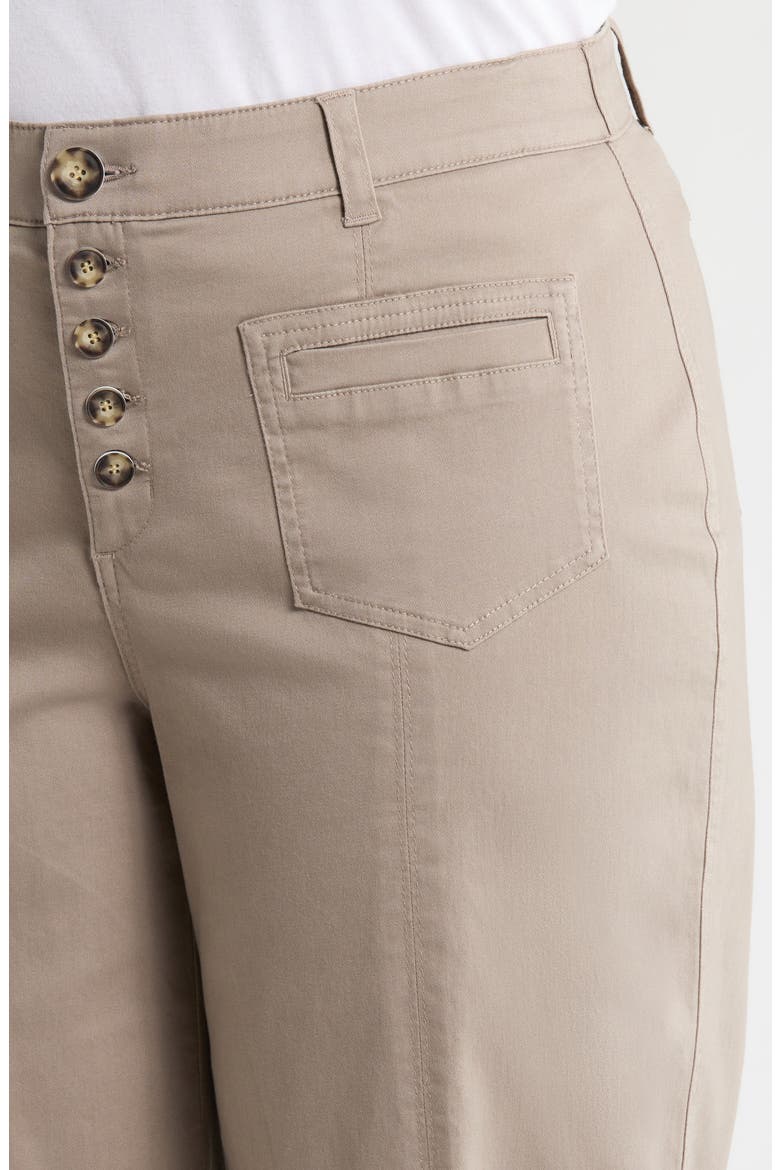 Skyrise Exposed Button Cuffed Wide Leg Twill Pants, Alternate, color, MOONROCK