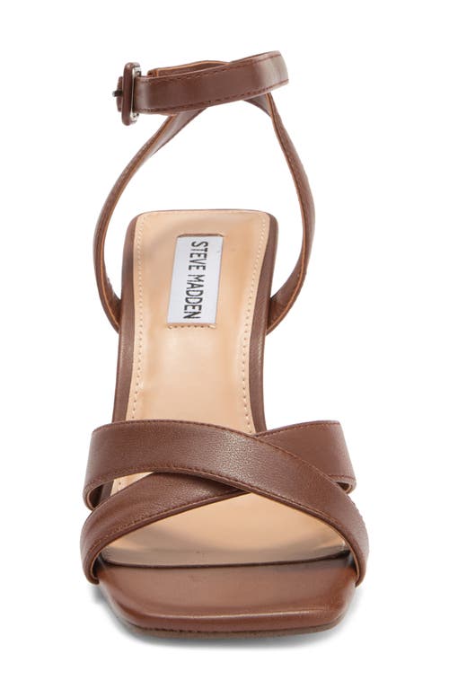 Steve Madden Renley Block Heel Ankle Strap Sandal In Brown Leather