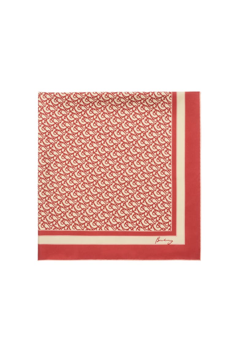 B Charm Silk Scarf, Alternate, color, Geranium
