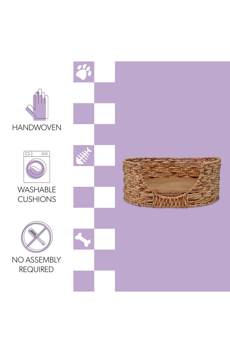 The Licker Store Perri 24" x 18" Classic Farmhouse Handwoven Hyacinth Oval Pet Bed, Machine-Washable Cushion, Alternate, color, Natural