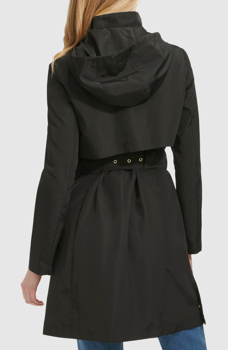 Belted Travel Packable Hooded Rain Jacket