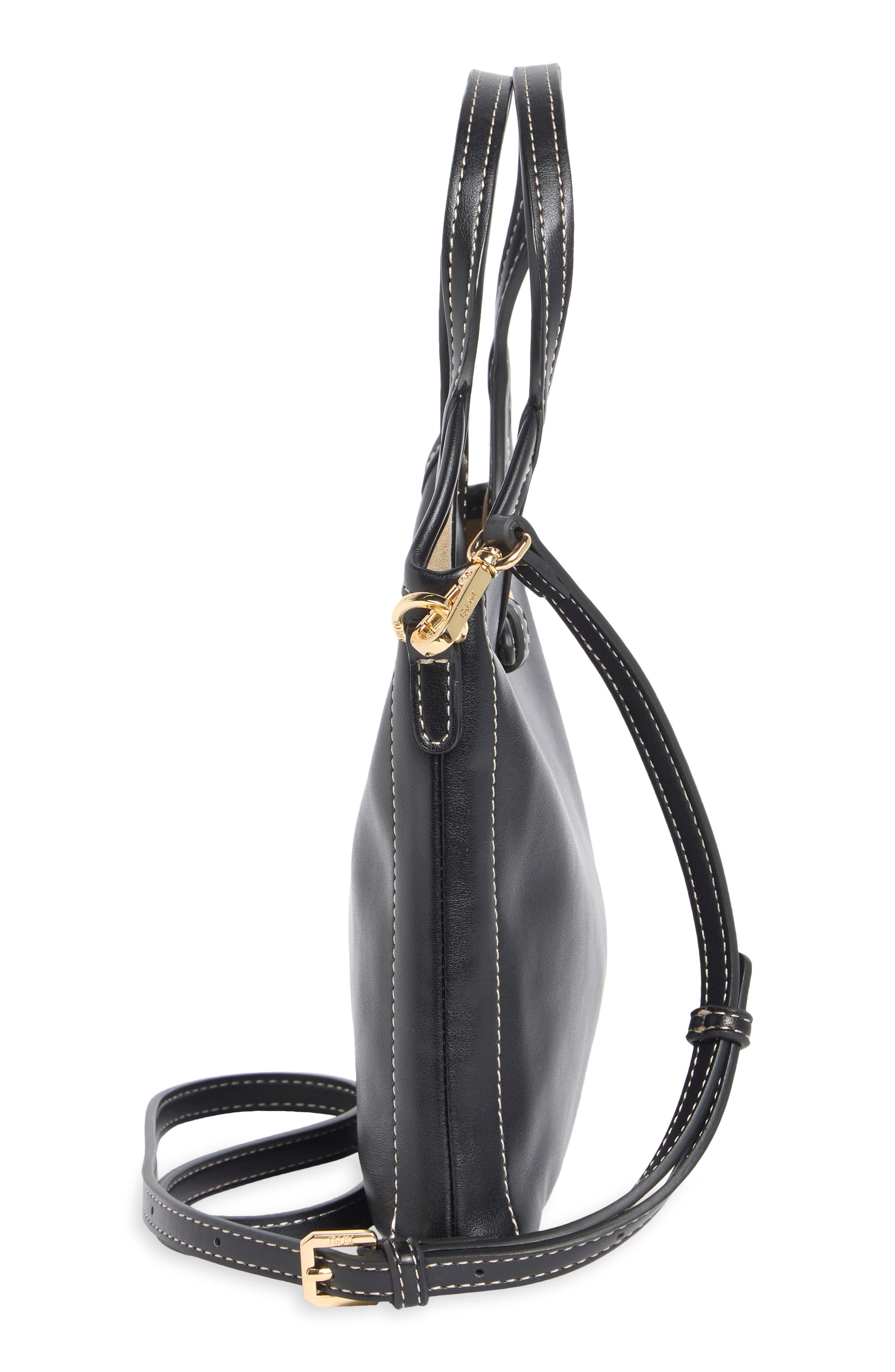 Brooke Mini Belted Embellished Faux Leather Tote, Alternate, color, BLACK