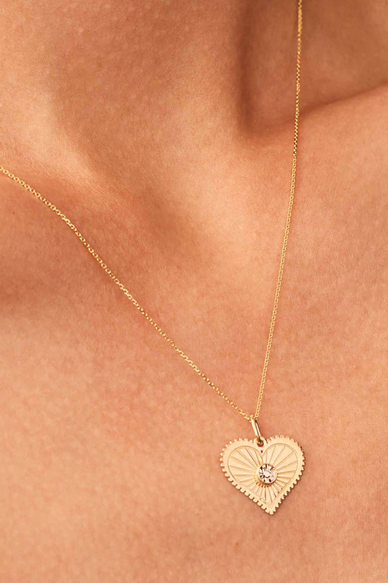 14K Two Tone Gold Heartburst Pendant Charm, Alternate, color, 14K Two-tone Gold