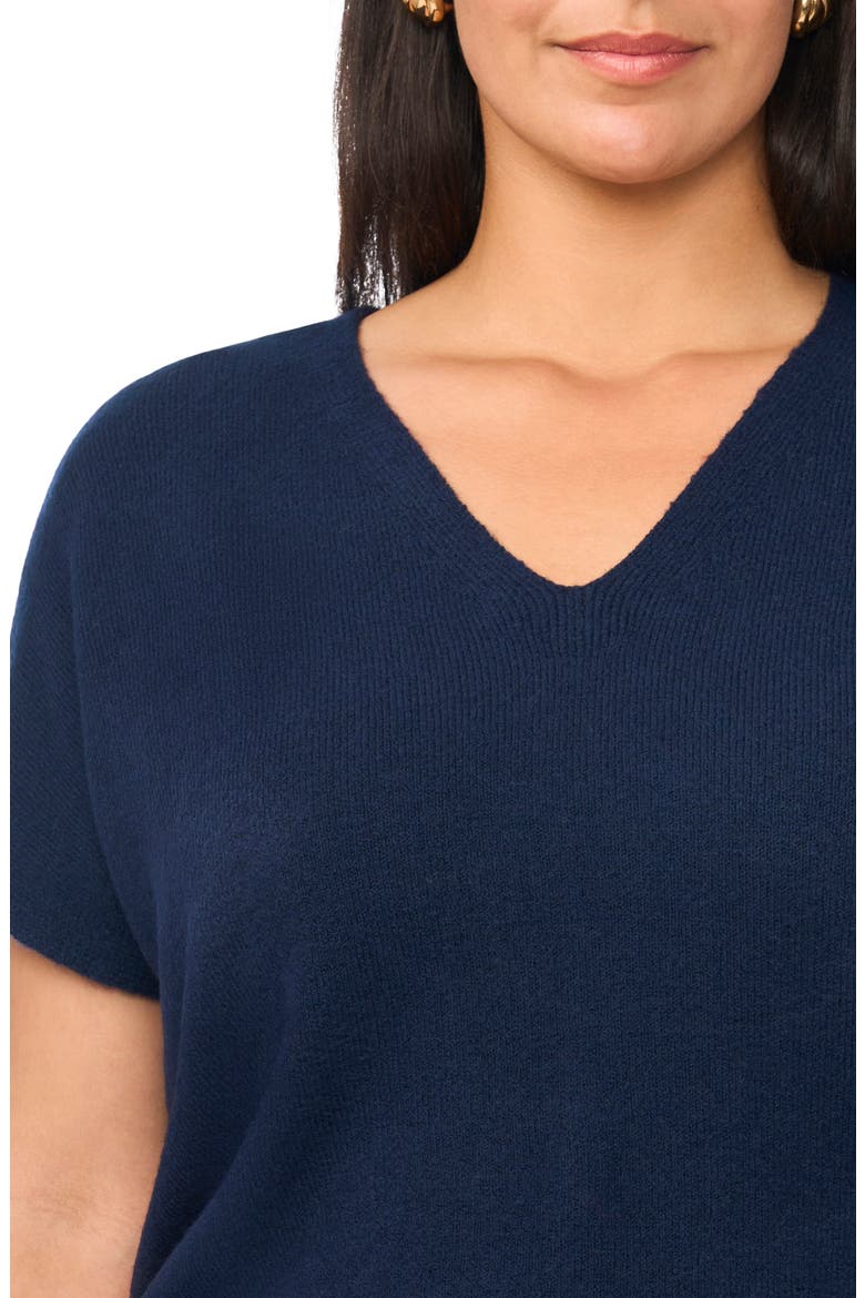V-Neck Short Sleeve Sweater, Alternate, color, CLASSIC NAVY