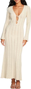 Capittana Ella Gold Long Sleeve Knit Cover-Up Maxi Dress