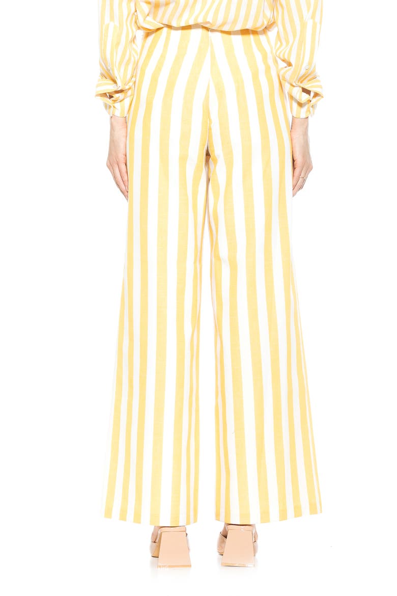 Cassie Stripe Grommet High Waist Wide Leg Pants, Alternate, color, YELLOW STRIPE