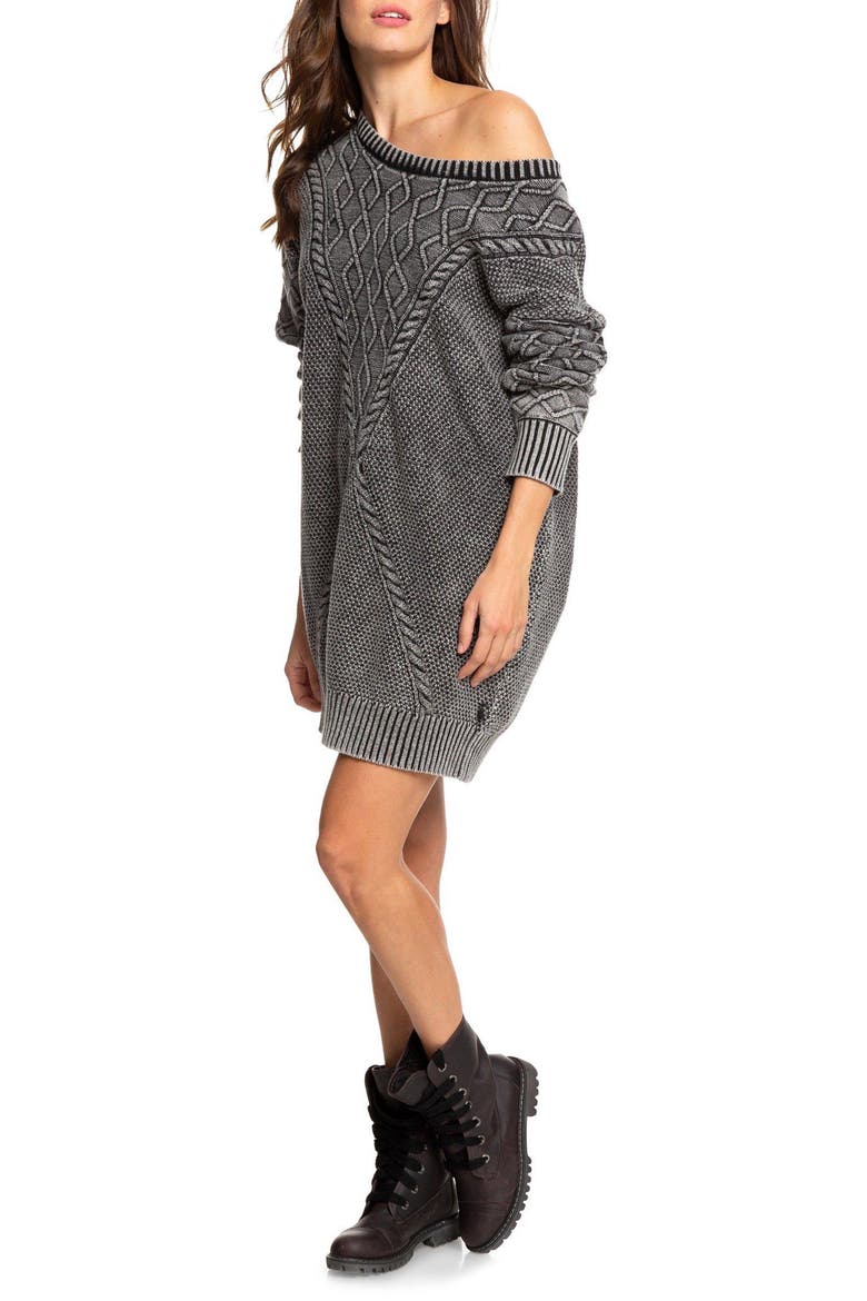 Snow Day Long Sleeve Sweater Dress, Main, color, ANTHRACITE