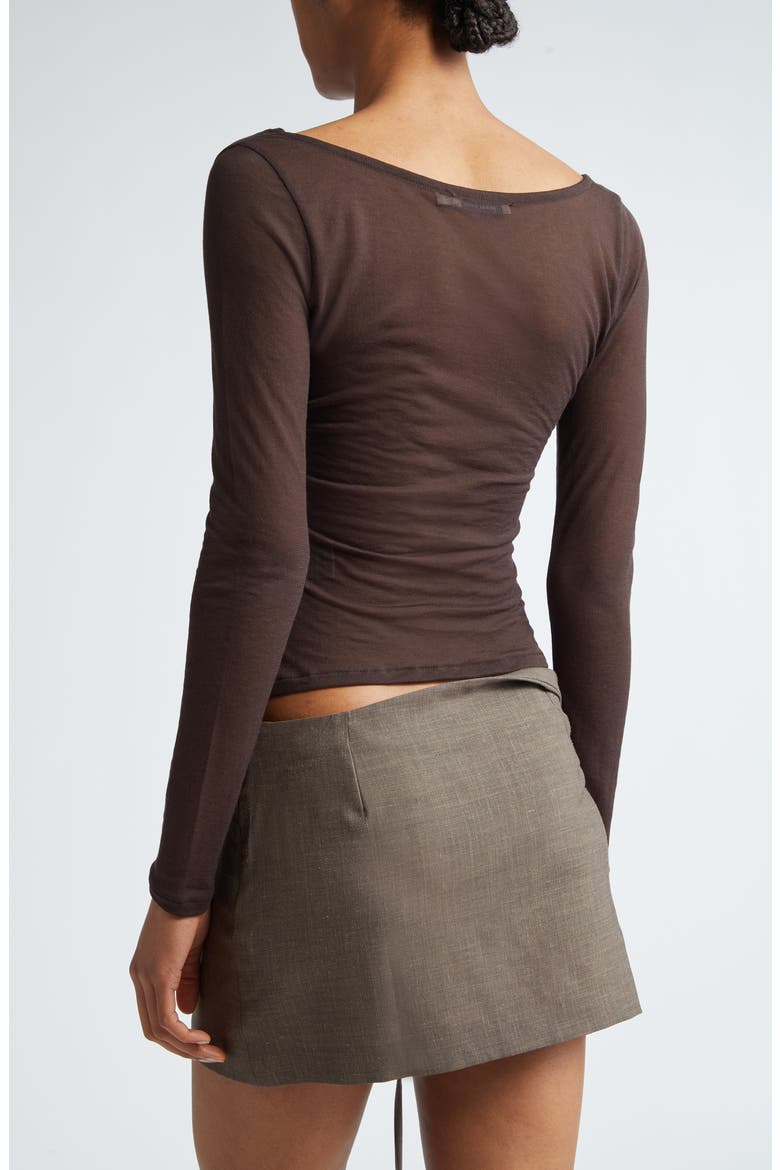 Alfambra Sheer Long Sleeve Top, Alternate, color, BROWN