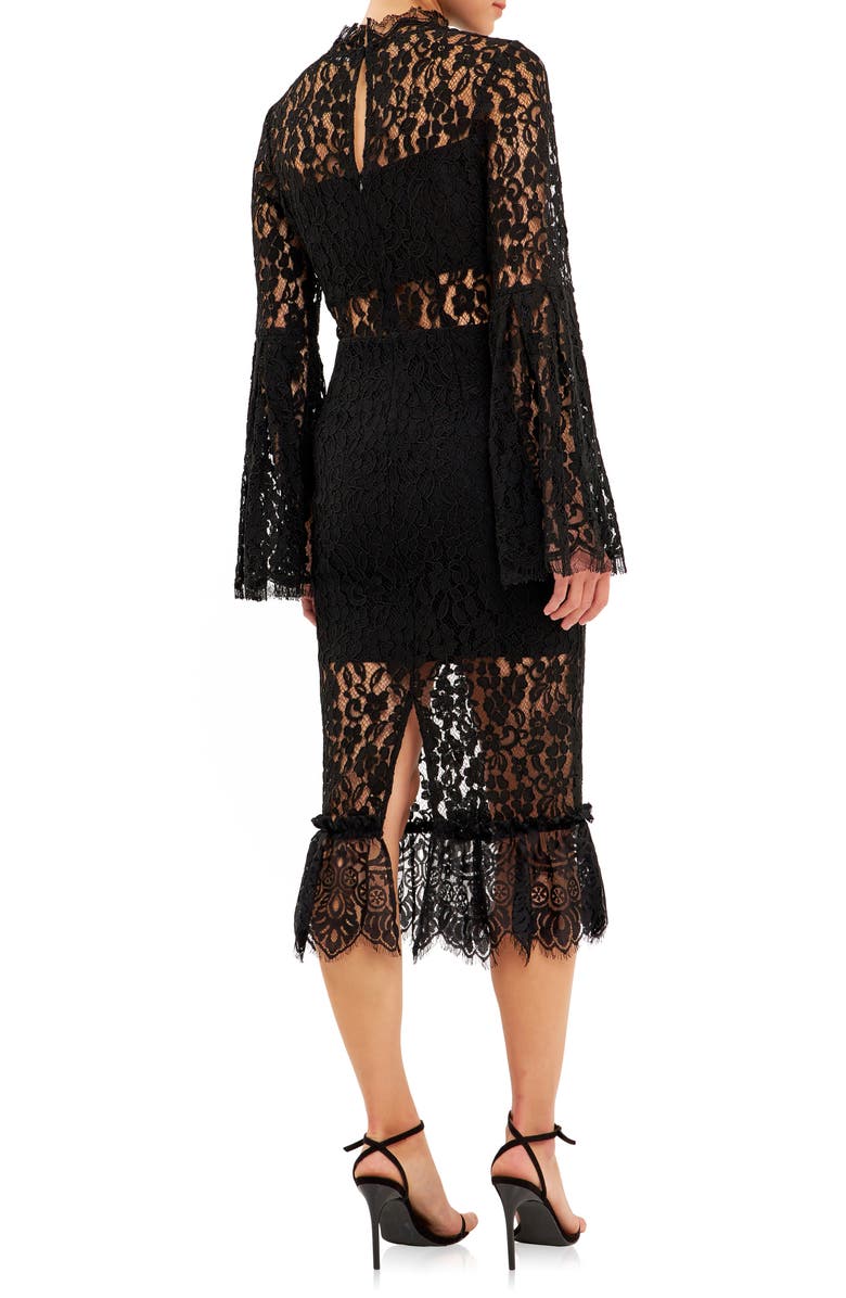Endless Rose Long Sleeve Lace Midi Dress, Alternate, color,