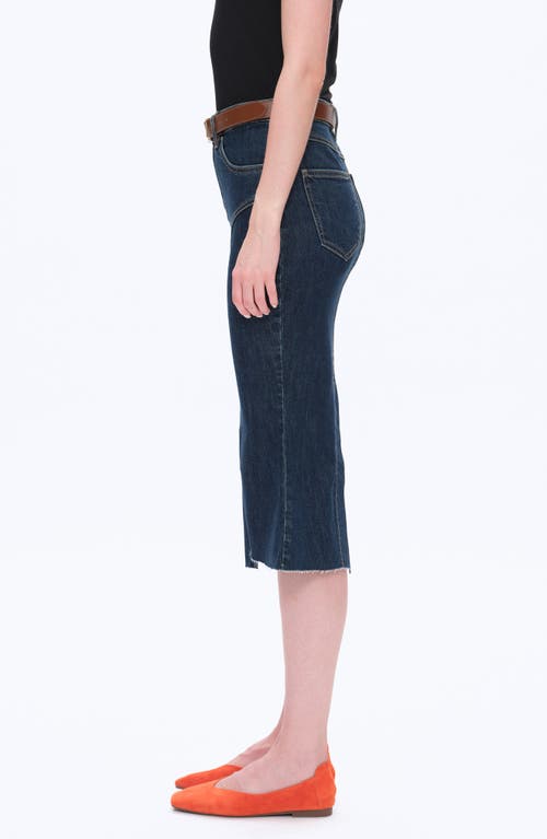 Bayeas Erin Raw Fishtail Hem Denim Skirt In Blue