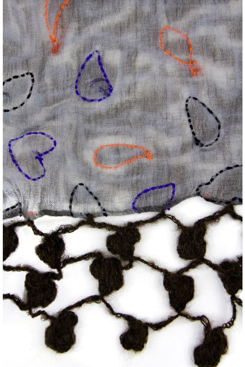 Mix Print Fringe Scarf, Alternate, color, GREY