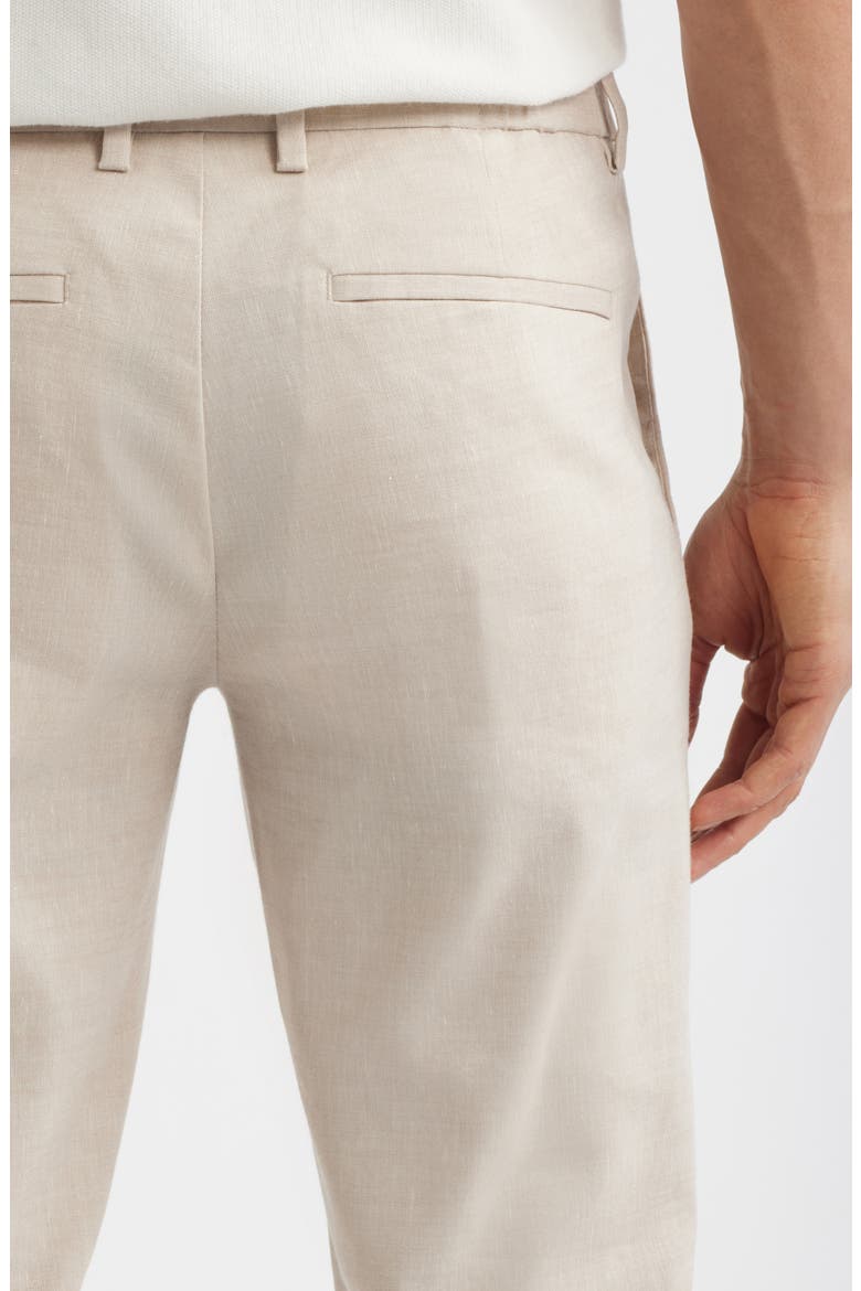 Linen Blend Flat Front Pants, Alternate, color, GREY MOONBEAM - WHITE