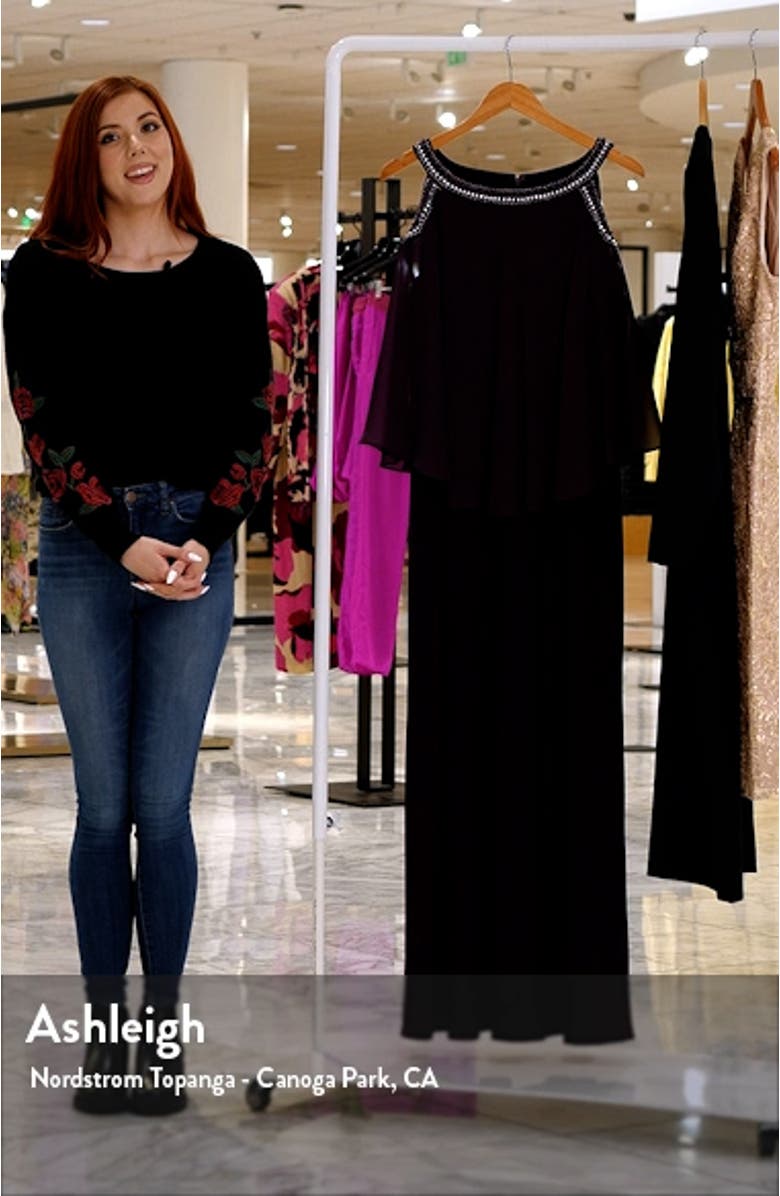 Embellished Cold Shoulder Popover Gown, sales video thumbnail